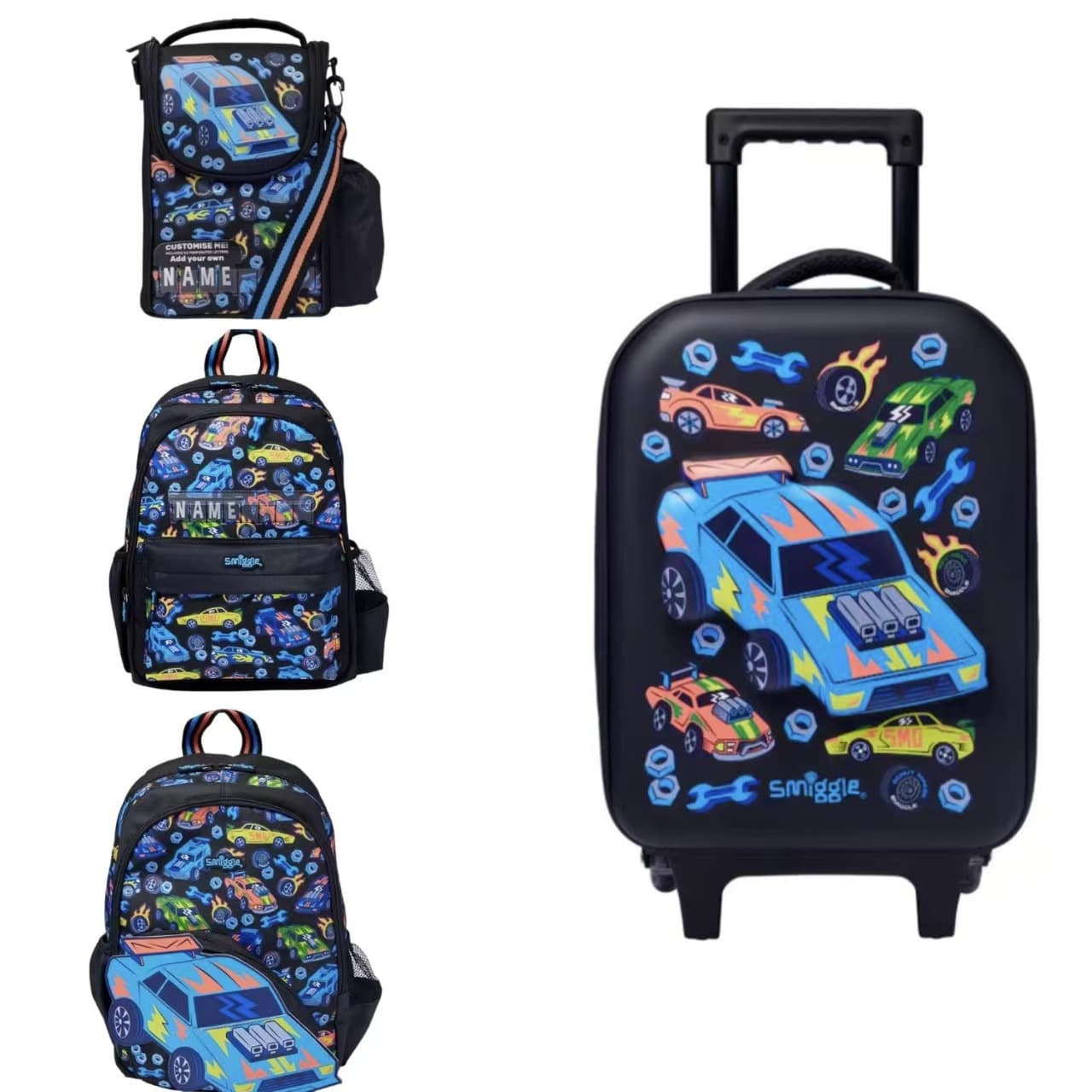 Australian Smiggle School Bag Children's Large Capacity Backpack Black Auto Repair Shop Combination Set Series