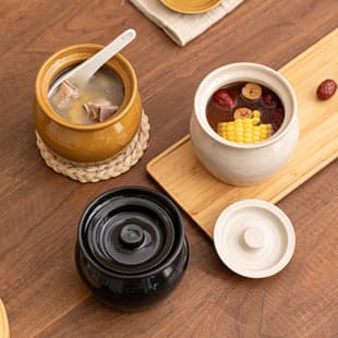 Clay Pot Stewing Cup Waterproof Single Egg Steaming Pot with Lid Chinese Style Shaxian Snacks Ceramic Simmer Soup Pot Hotel Wholesale