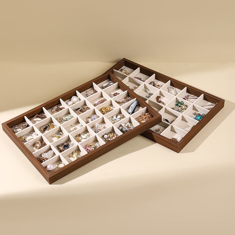 Walnut grain jewelry tray stationery lattice storage tray ring necklace watch jewelry display tray