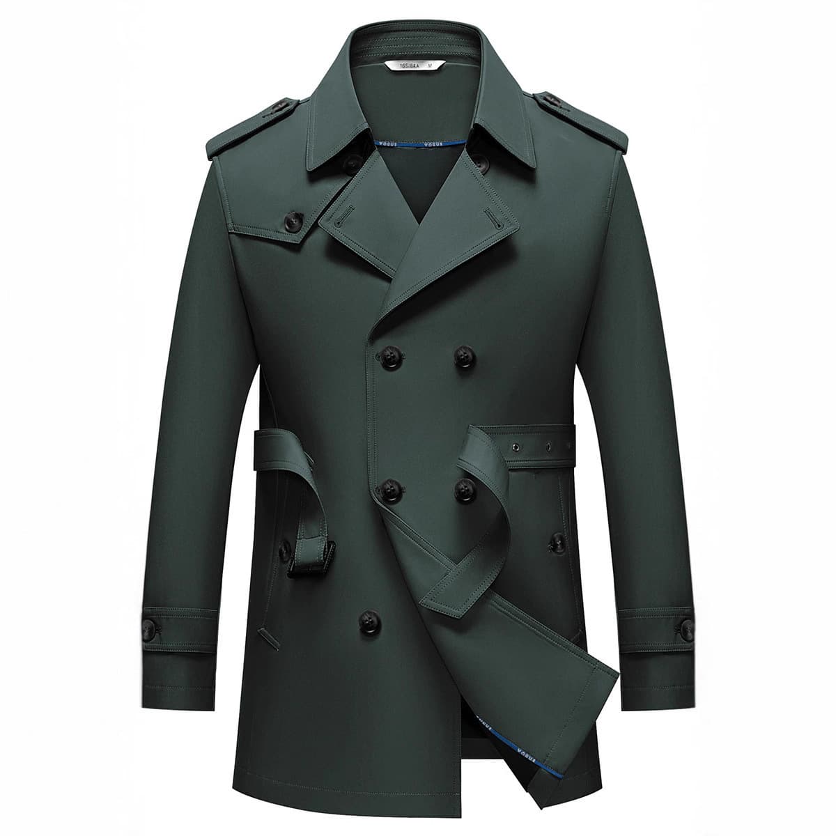 Cross-border coat dark green trench coat for men young adults spring autumn winter new style versatile casual commuting outerwear style 7985 in 7 colors