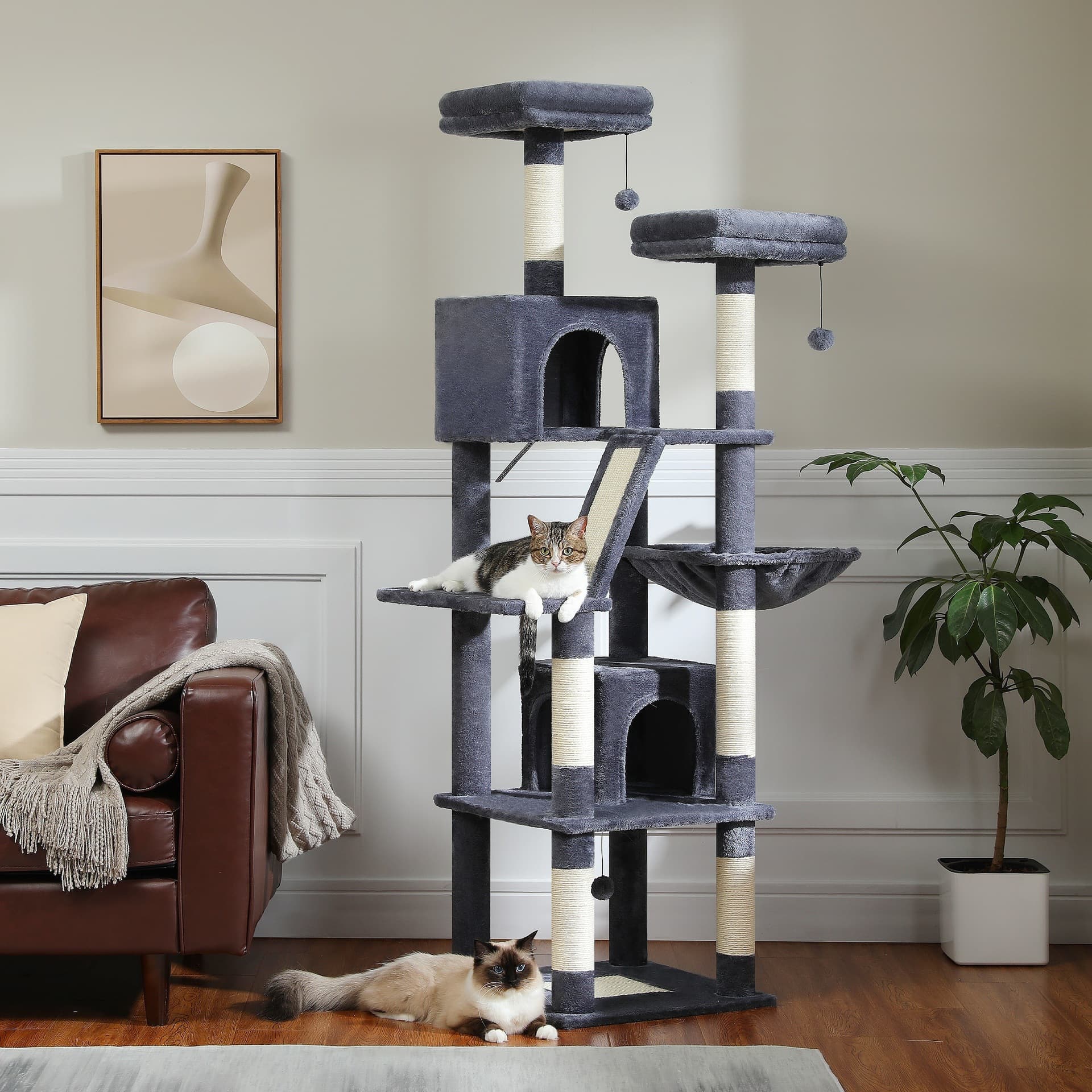 Large Cat Tree Tower for Indoor Cats 70.9 /45.7 Multi Cross-border