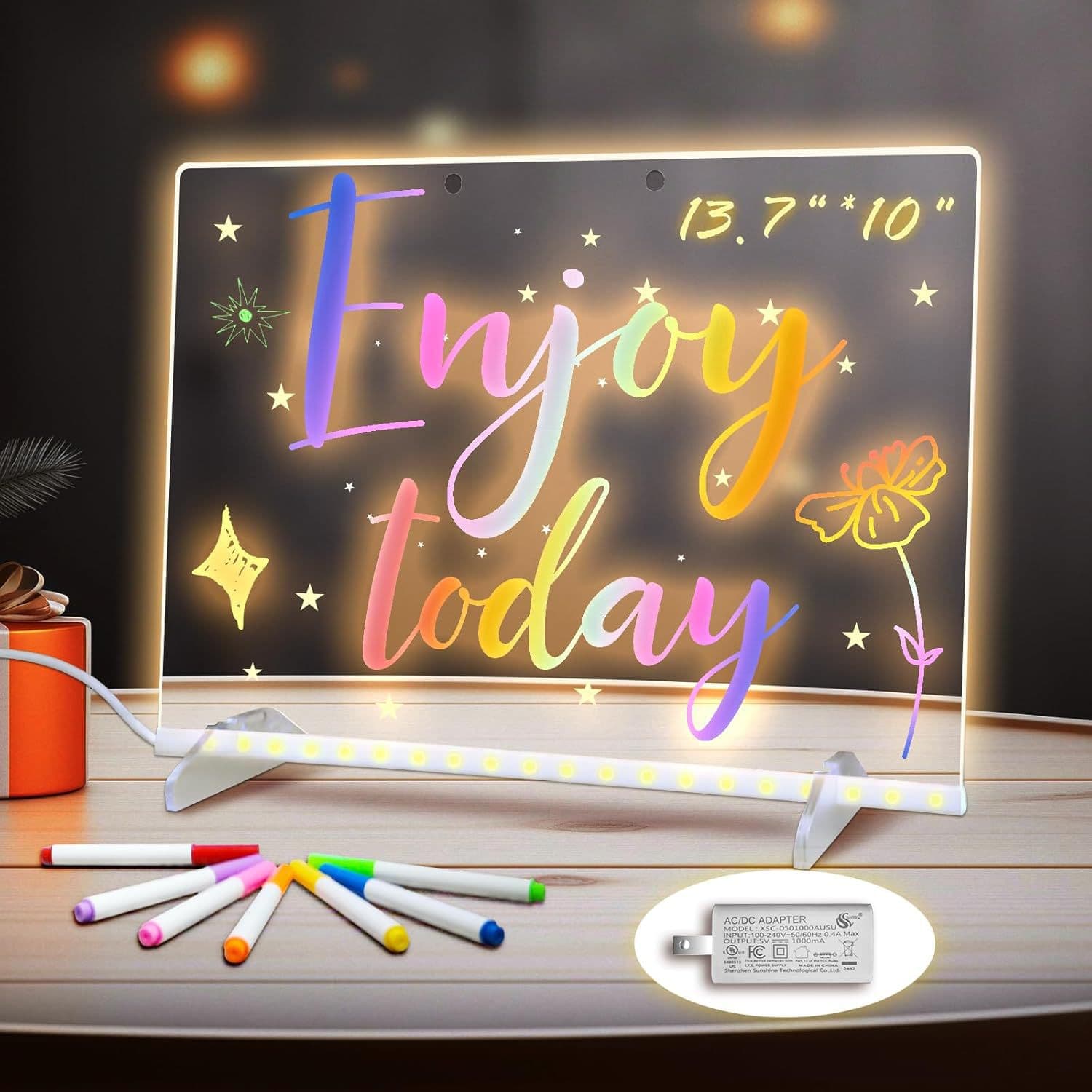 Cross-border children's LED light-up drawing board, light-up toy, RGB seven-color erasable message board, drawing board, fluorescent board
