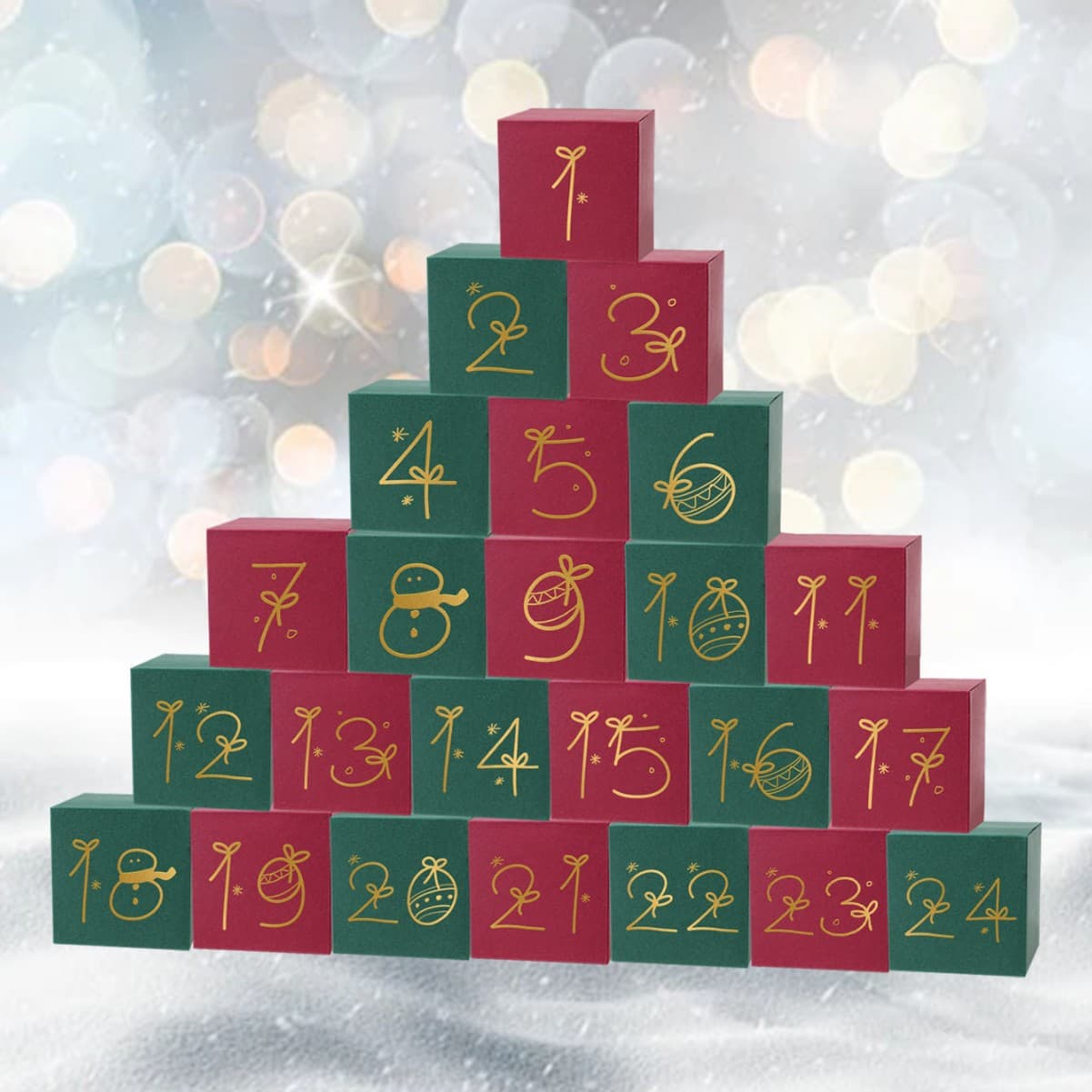 Cross-border Christmas 24-digit advent calendar box Christmas countdown gold stamping gift box countdown blind box