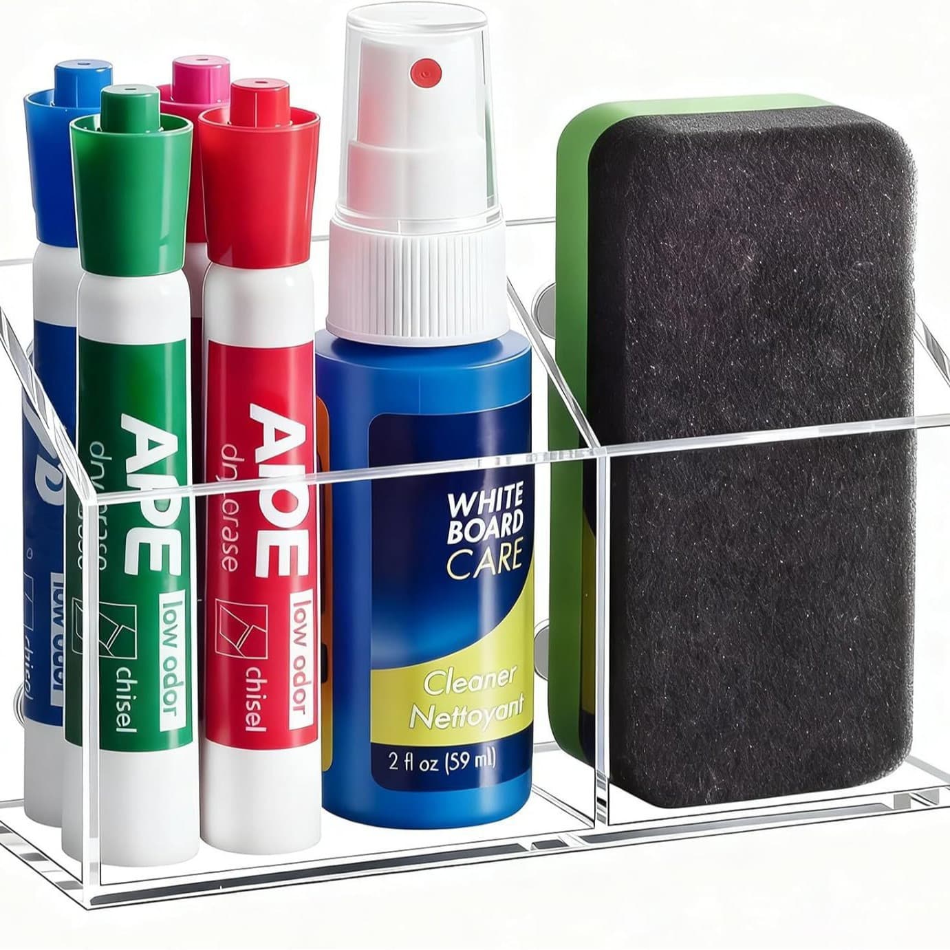 Acrylic Pen Holder Transparent Desktop Organizer Pen Stand Office Stationery Compartment Storage Tube Large Capacity