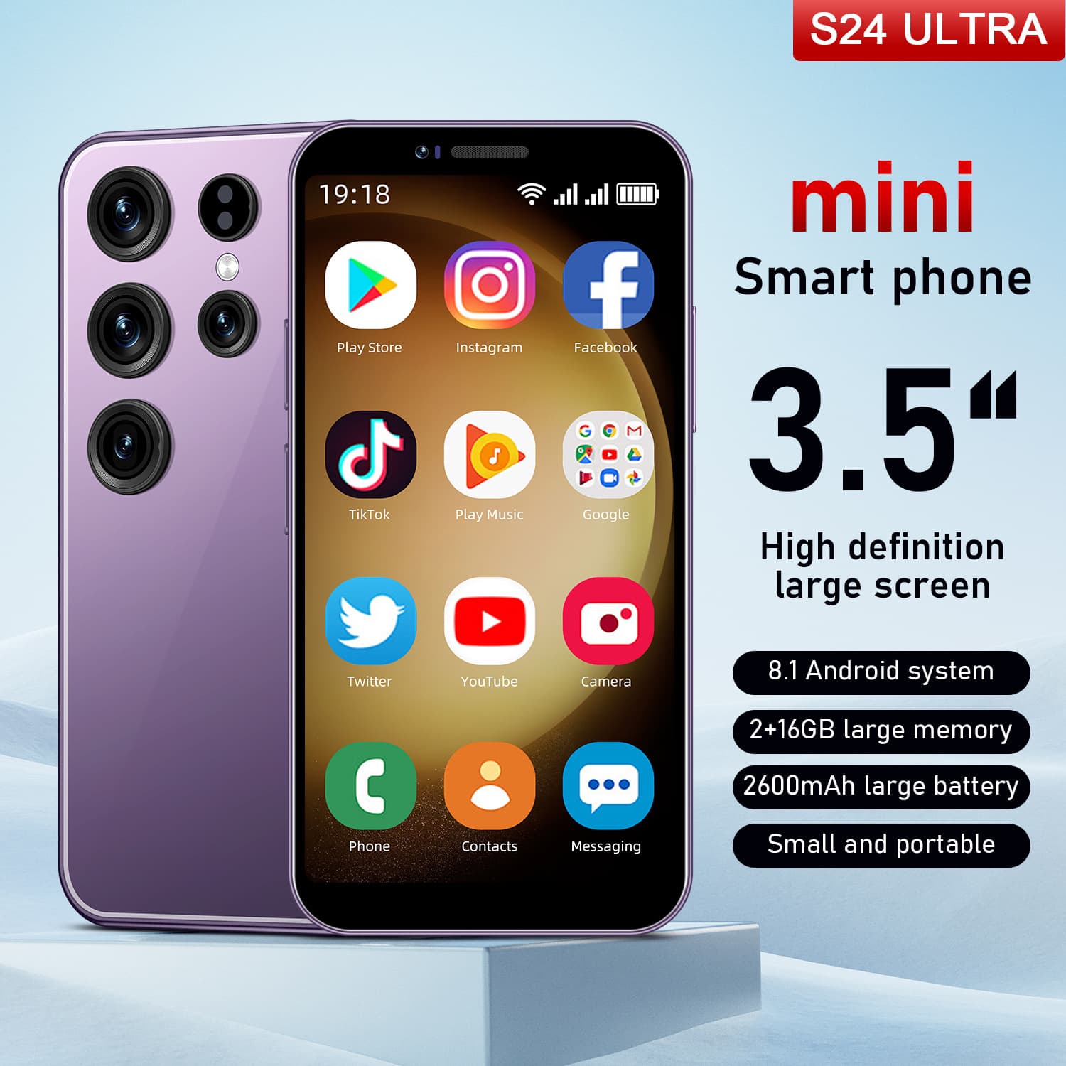 S24 Ultra Mini Smart Android Phone Quad Core Processor 3.5 Inch Screen GSM CDMA Networks Factory Direct Small Mobile Phone