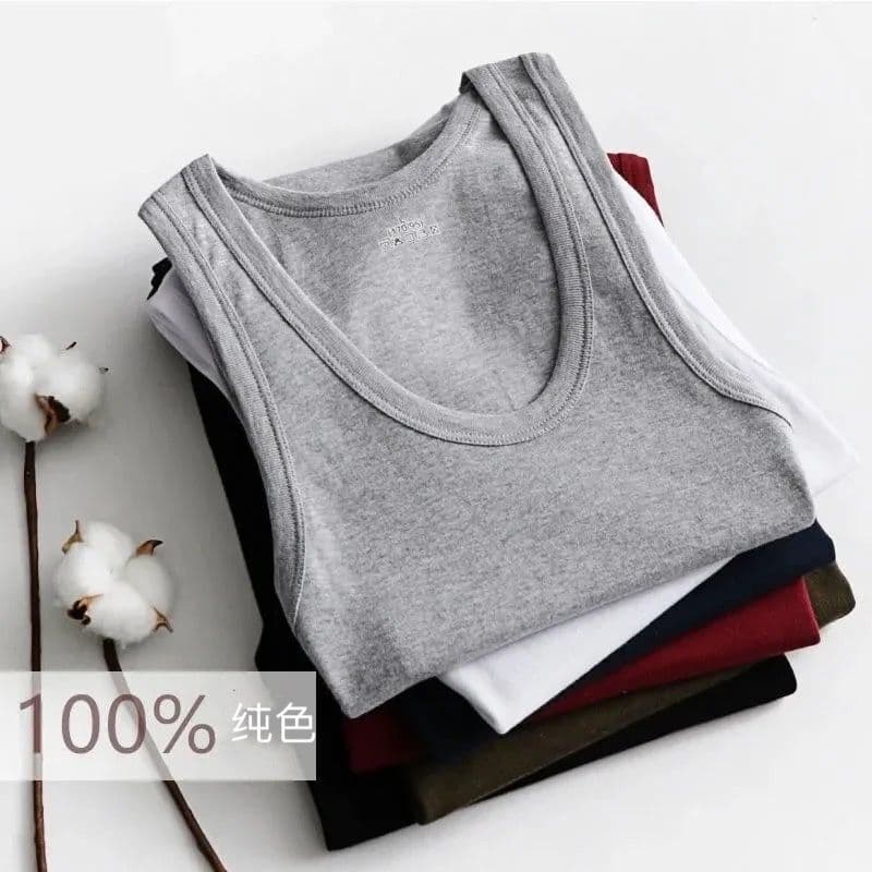 Large Size Men's Summer Solid Color Vest Breathable Elastic Sports Hurdling T-shirt Youth Base Layer Trendy Sweatshirt