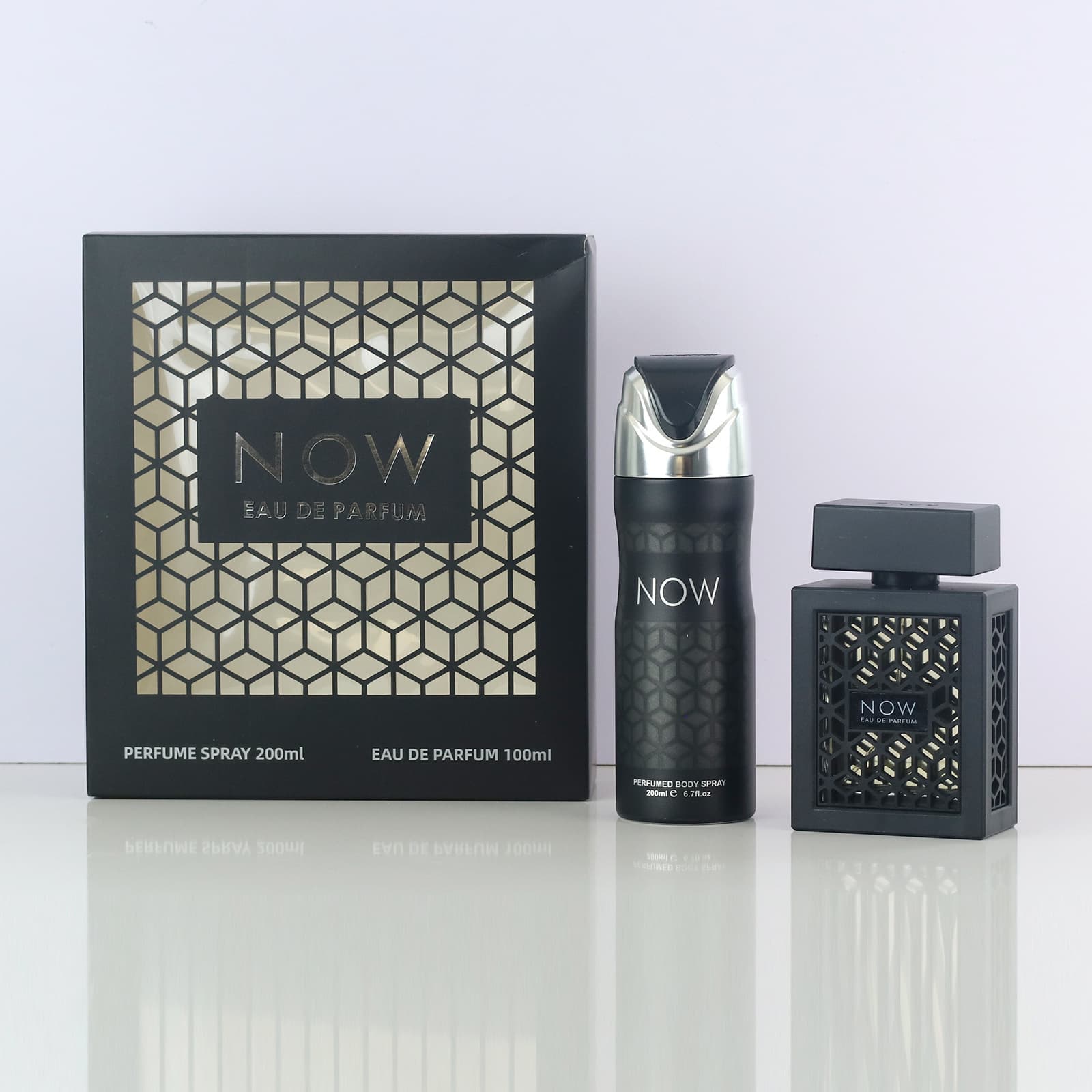 High Quality Black NOW Gift Box 2-Piece Set Middle East Arabic Men Women Perfume Long Lasting Body Spray