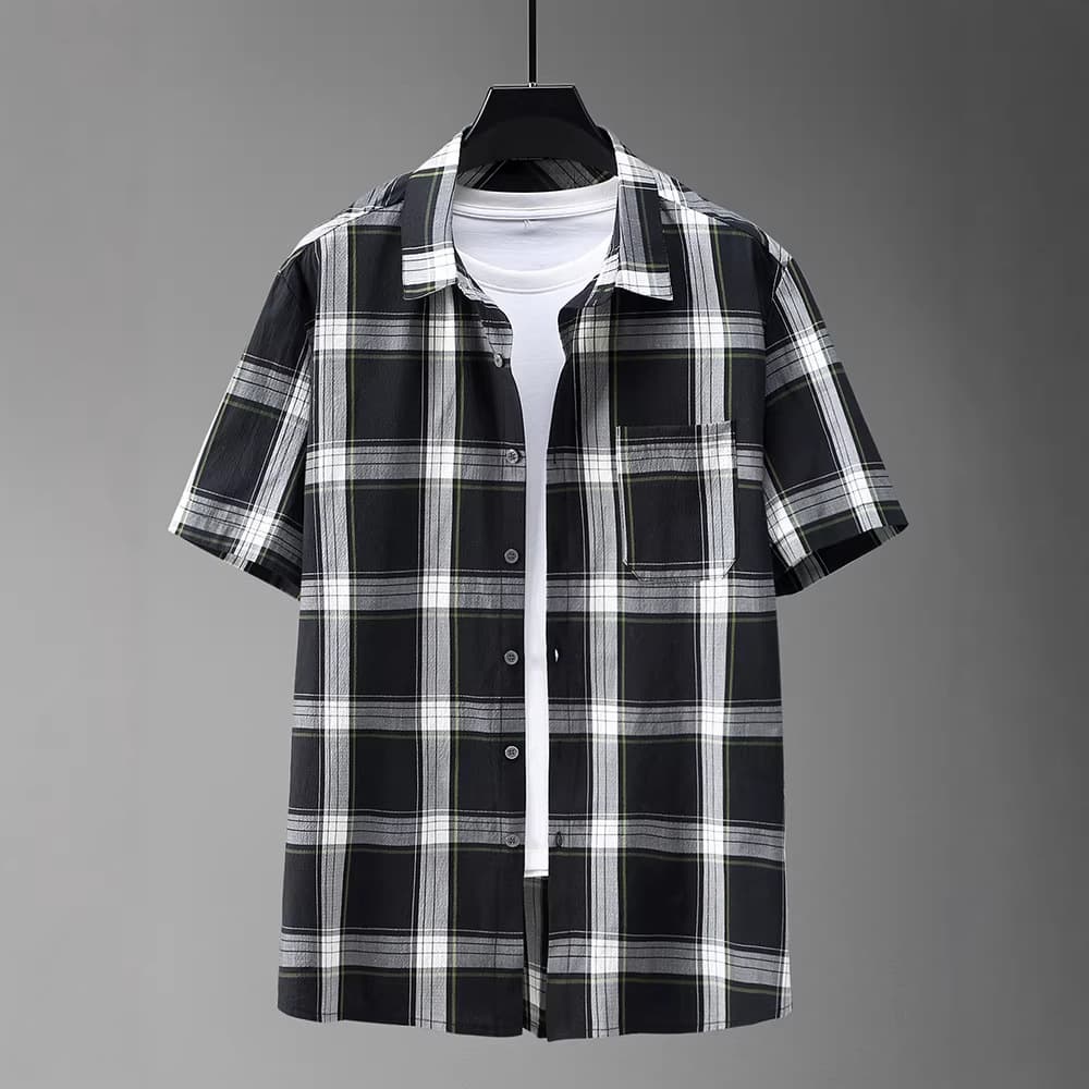 Men's Short Sleeve Shirt Plus Size Loose Summer 2024 New Oversized Casual Clothing for Overweight 2405
