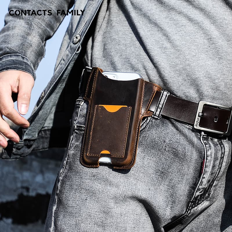 Large Screen iPhone Protective Case Belt-Ready Wallet Style Leather Cover Vintage Style Anti-Fall for 6.7 Inch Phones