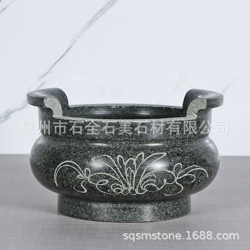 Huian stone carving, bluestone incense burner, small round incense burner for temples, sacrifices, and cemeteries, wholesale, factory direct sales.