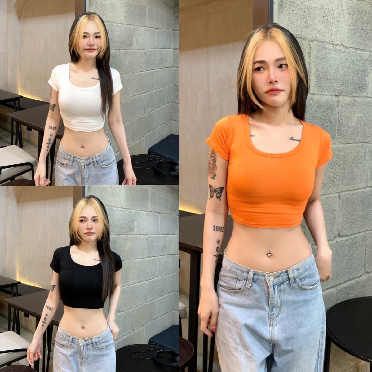 New Summer Hot Girl Short Crop T-Shirt Women's Short Sleeve Fitted Sexy U-Neck Half Sleeve Top Wholesale Export
