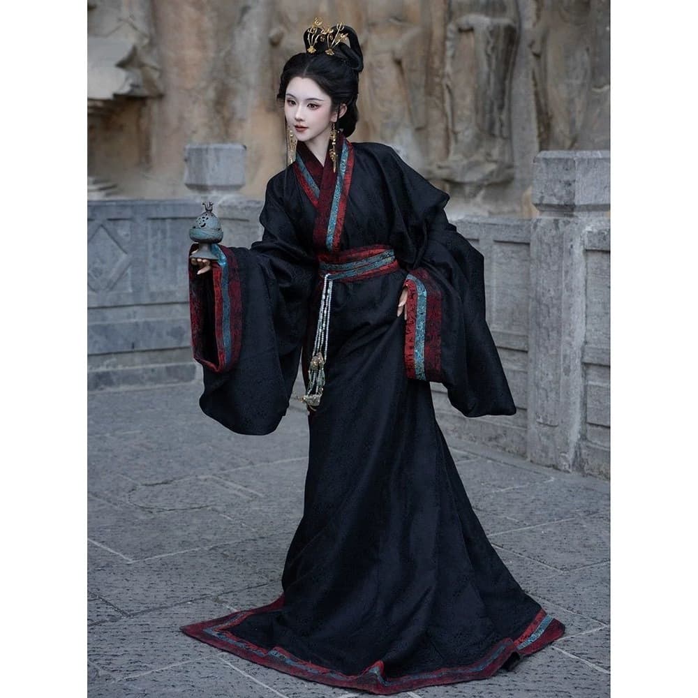 Hanfu Warring States Robe Qin Han Dynasty Trailing Straight Hem Restoration Adult Men's Women's Plus Size Dance Performance