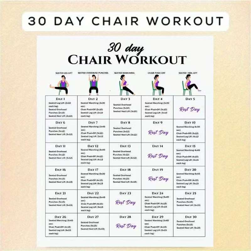 Amazon 2025 New Three-in-One 30-Day Chair Workout Yoga Stretch Set Poster Decorative Art