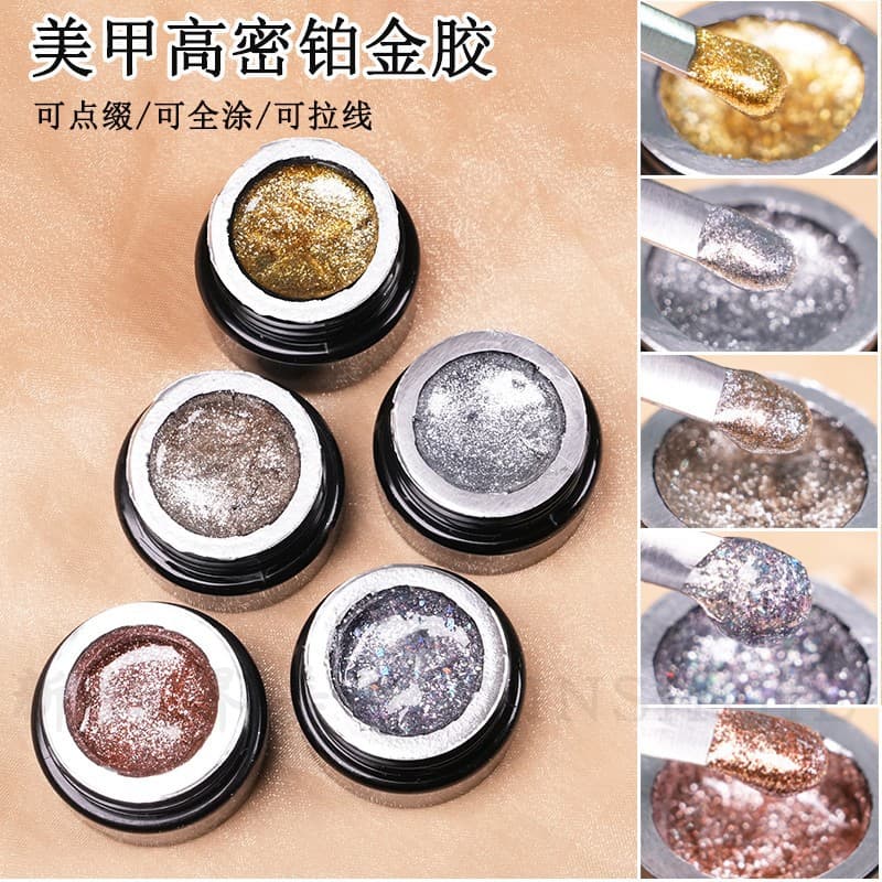 Japanese Starry High-Density Platinum Gel Sparkling Nail Polish Silver Glitter Line Hook Edge Painting Nail Art Gel