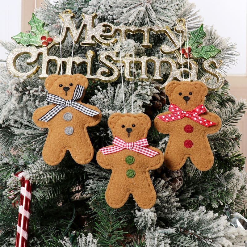 Christmas Party Decoration Christmas Tree Cartoon Hanging Ornament Cookie Bear Small Pendant Set Christmas Supplies for Export