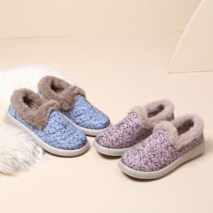 Women's Snow Boots Winter New Export Large Size Fashion Versatile Thick Sole Sequins Thickened Warm Half-Slip Snow Boots