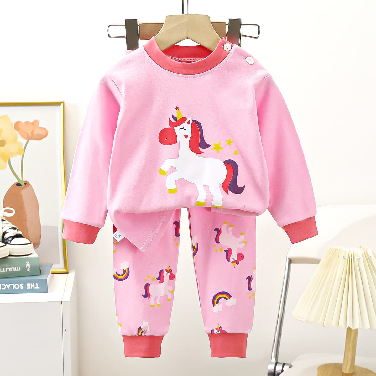 Kids' Cotton Underwear Set Thermal Boys' Autumn Pajamas Girls' Baby Long-Sleeve Top and Pants Homewear Children's Clothing Class A