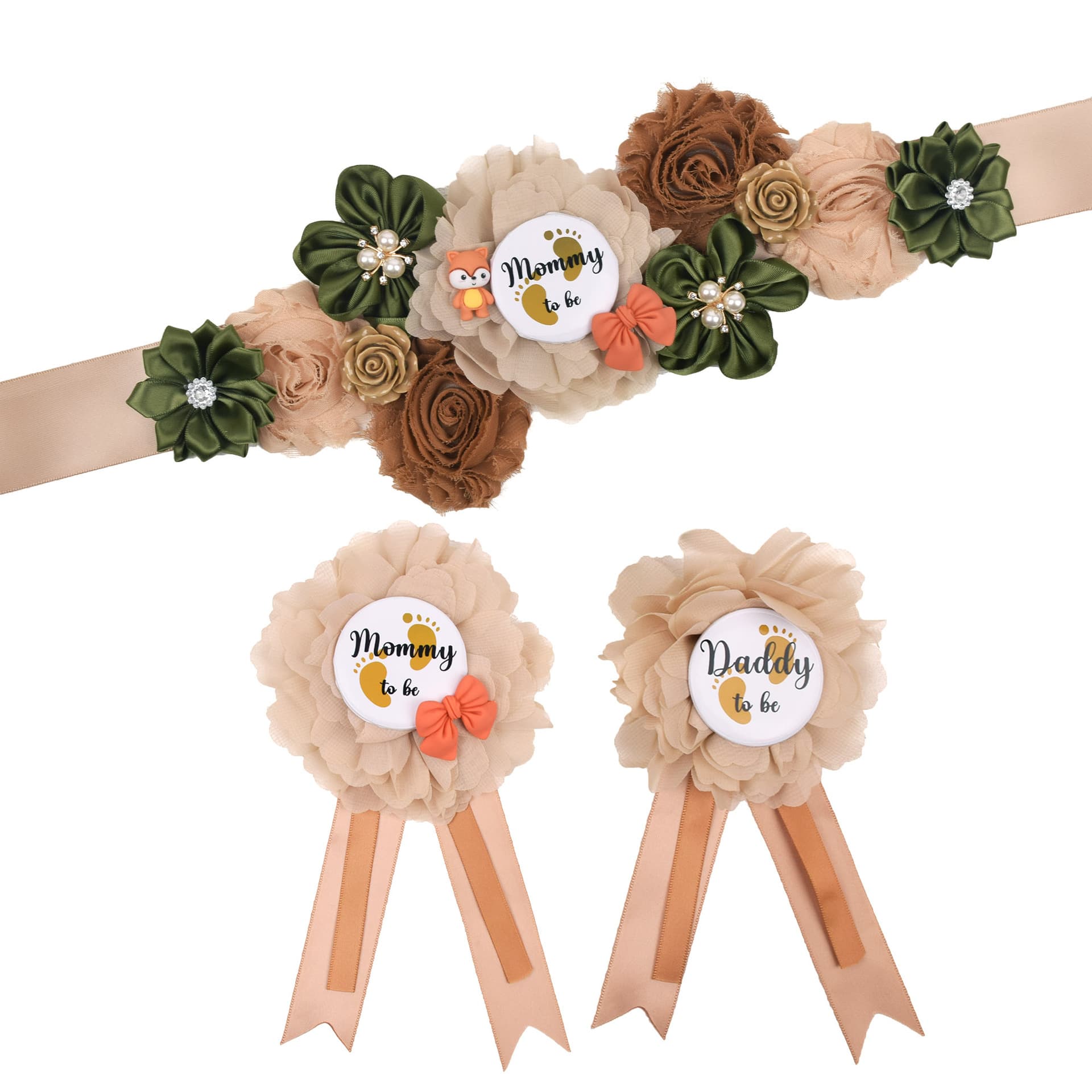 Animal-themed maternity belt with fox design, floral theme, and forest theme; suitable for party wear and accessories.