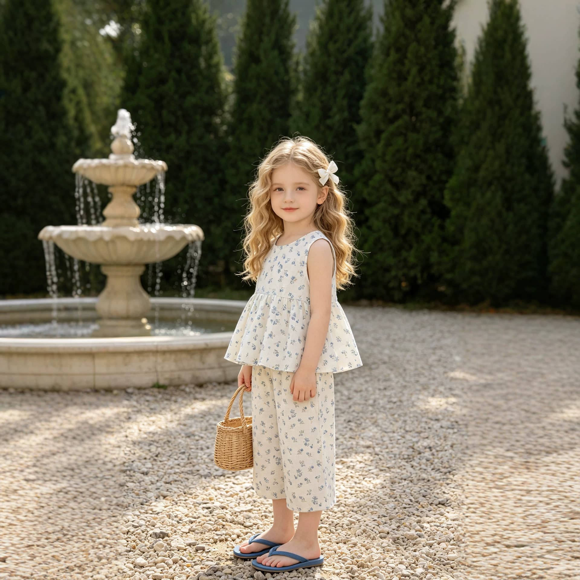 Girl's suit summer floral 2026 new children's vest top fashionable baby two-piece summer suit