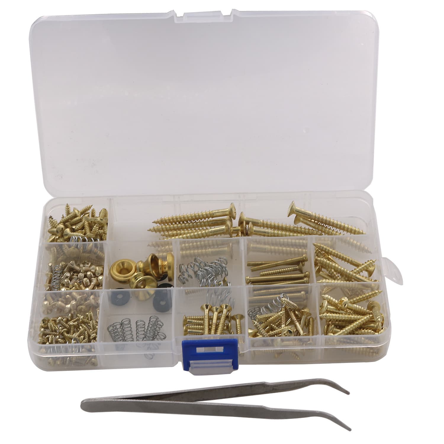 Guitar Repair Screw Set with Tweezers, Guitar Strap Button Set, Luthier Tools, Gold, Silver, Black