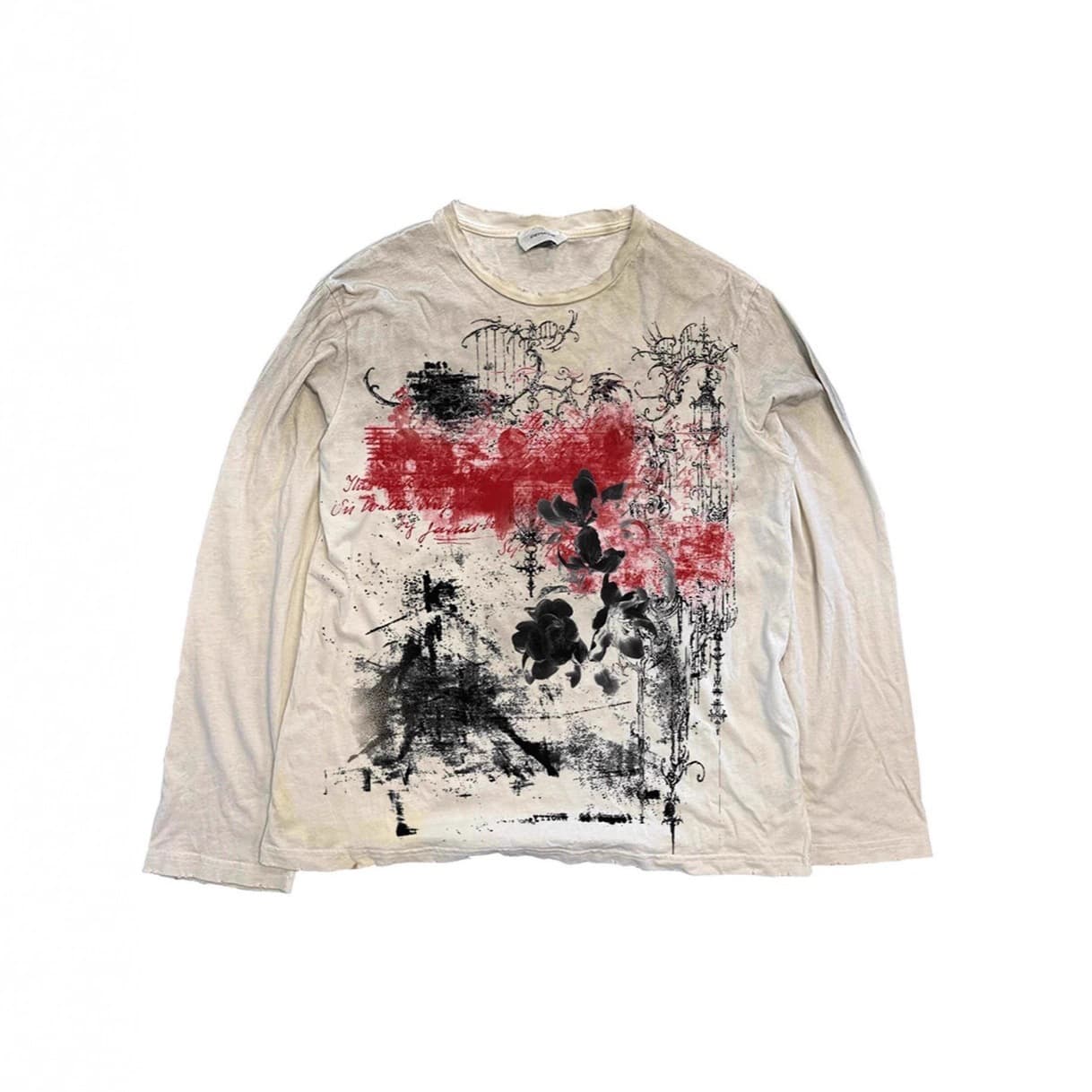 Popular American fashion brand men and women round neck printed long-sleeved T-shirt tops retro casual versatile long-sleeved tops