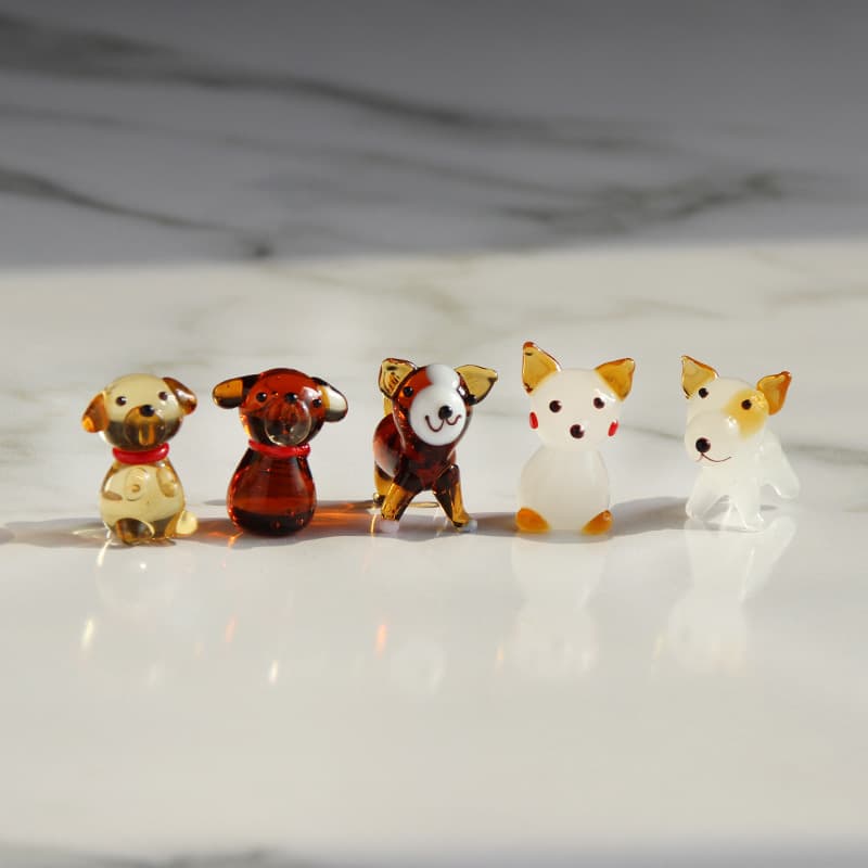 Zibo Glass Craft Small Ornament, Teddy Corgi Shiba Inu Pomeranian Dog Crystal Animal Glass Desktop Cute Decor