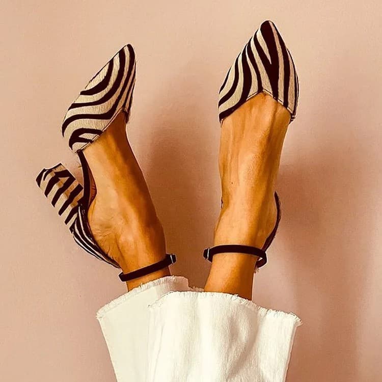 Amazon Export Fashion High Heel 40-43 Pointed Zebra Print Open-Toe Women's Sandals Cross-Border