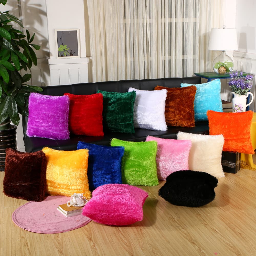 Spot Wholesale Business Gifts Souvenirs Plush Solid Color Glitter Velvet Square Pillow Solid Color Pillow Case Bedside Cushion