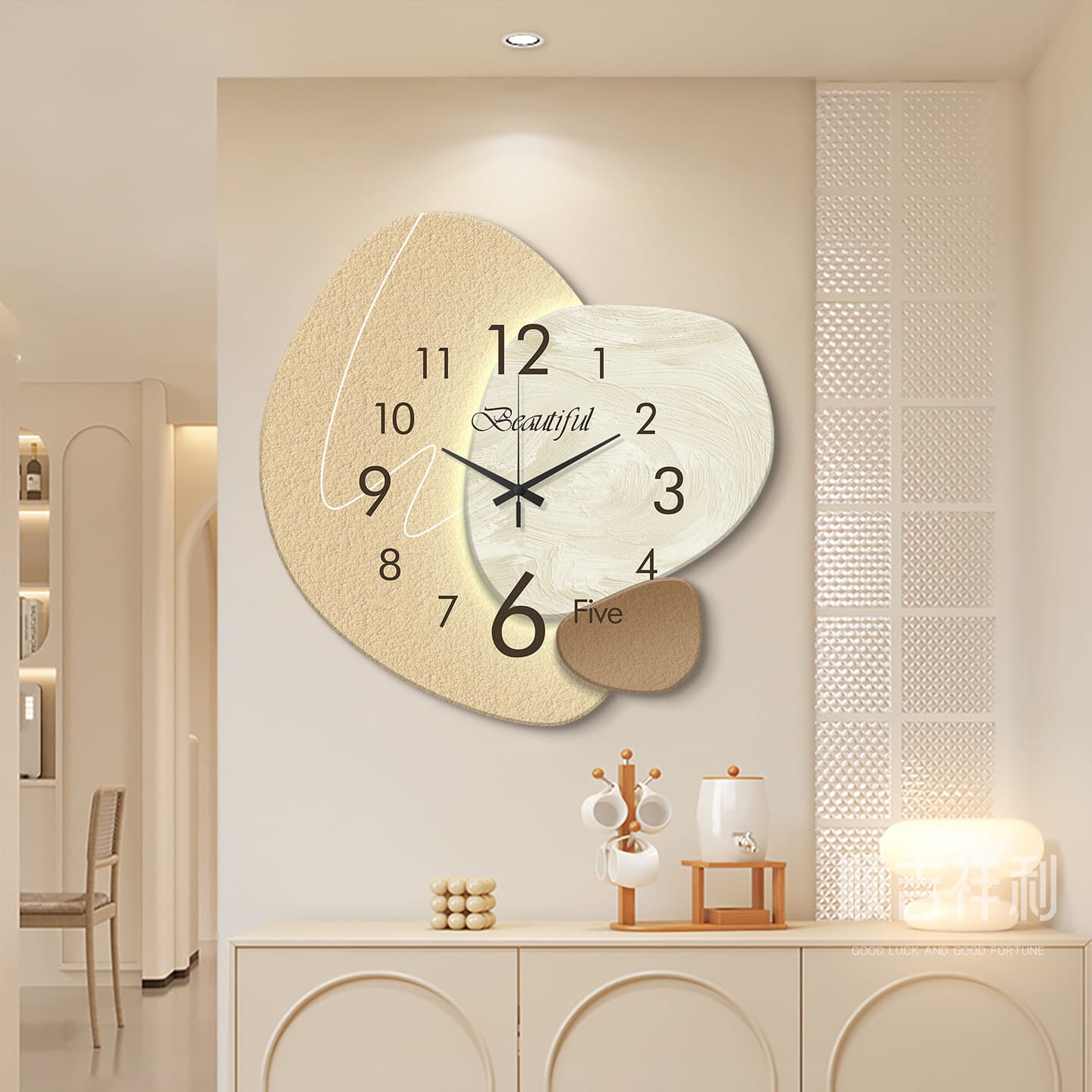 Modern minimalist living room clock wall hanging 2026 new TV background wall clock hanging painting silent home wall clock