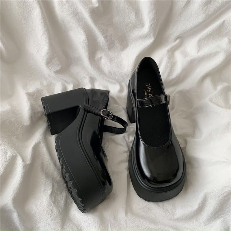 Women's Chunky Heel Leather Shoes French Style Chunky Heel 2026 New Spring Summer Versatile Thick Sole Women's Shoes