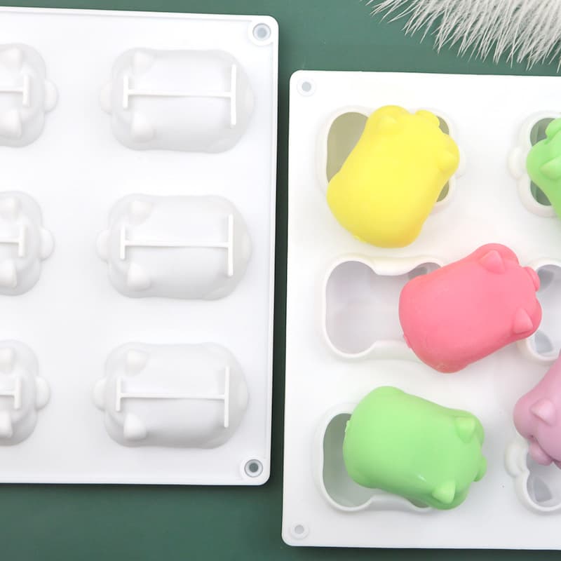 Tangbao In Stock 6-Link Fortune Pig Mousse Cake Mold Chocolate Mold Ice Cream Mold Soap Mold Ice Cube Tray