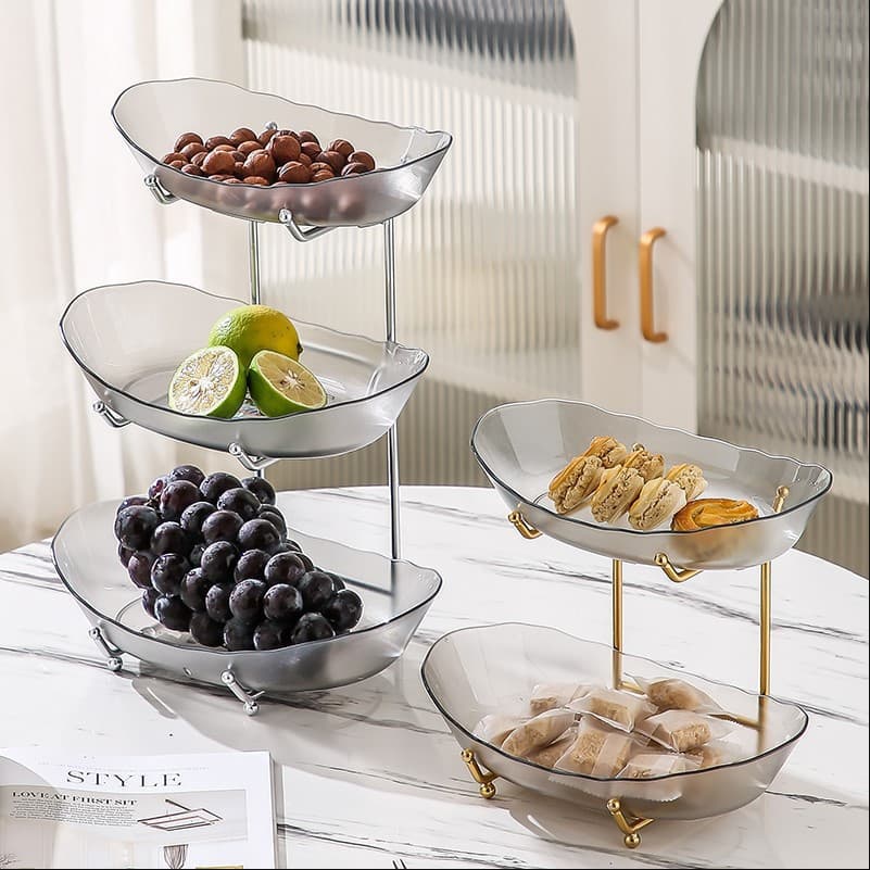 New Light Luxury Multi-Layer Fruit Tray, Home Living Room Coffee Table Fruit Display Tray, Snack Tray, Candy Tray, Nut Tray Decoration