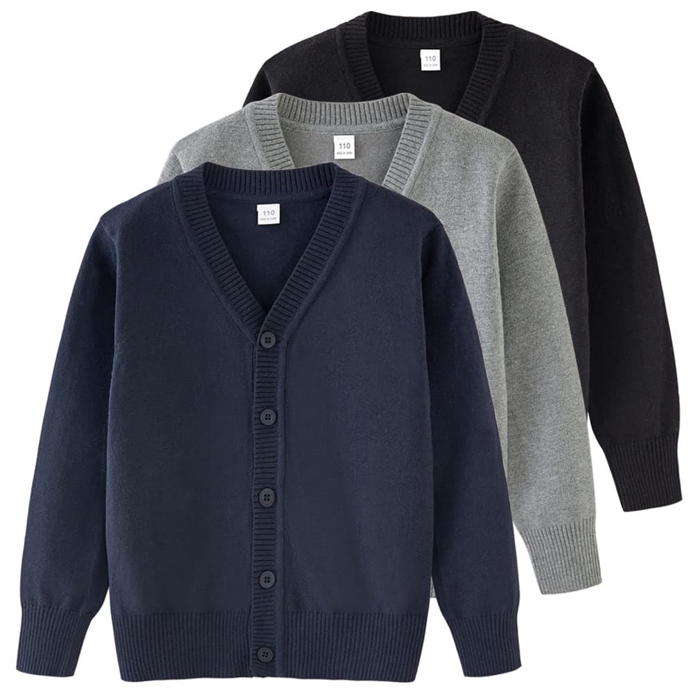 Wholesale school uniforms for girls, long-sleeved coats, children's sweaters, cardigans, parent-child clothing, medium and large children's knitted cardigans for boys