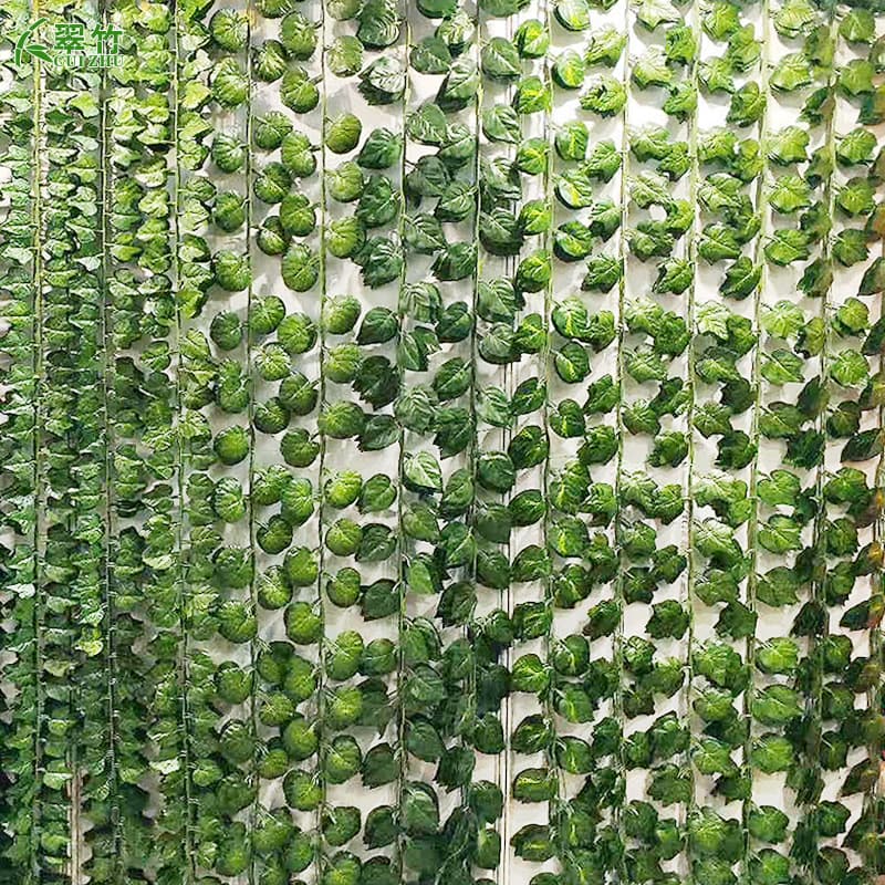 Artificial Faux Colored Printed Leaves Grape Leaves Kindergarten Pipe Decoration Plastic Climbing Tiger Rattan Artificial Flowers Manufacturer Wholesale