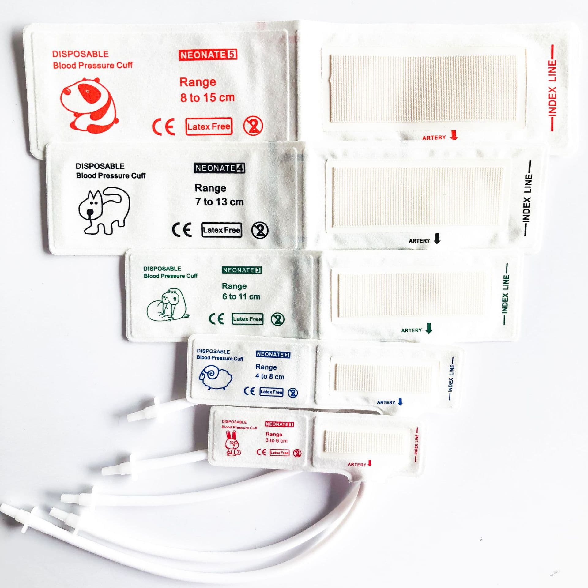 Animal monitor blood pressure cuff, animal disposable white non-woven fabric, monitoring single tube cuff
