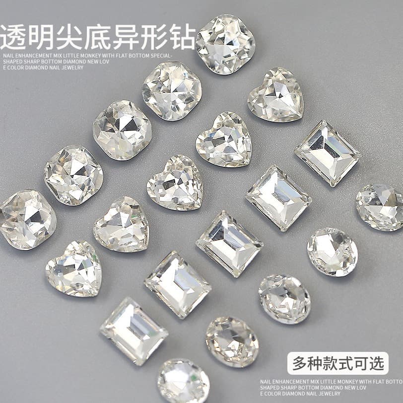 Nail Art Rhinestones Pointed Back Rhinestones Nail Art Accessories Heart Rhinestones Nail Art Supplies Rhinestone Decorations Irregular Rhinestones Xiaohongshu Crushed Stacked Rhinestones