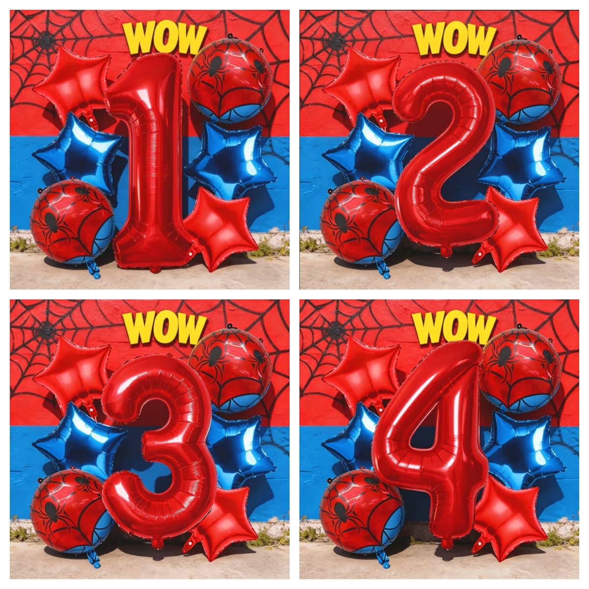 Cross-border 32-inch red digital spider ball five-pointed star balloon set birthday party theme venue photo cloth