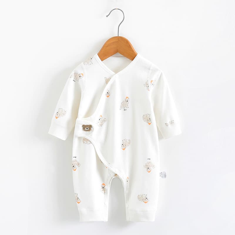 Newborn Baby Cotton Class A Spring Autumn Bodysuit for Girls Wholesale Double Layer Belly Protection Baby Boys Romper
