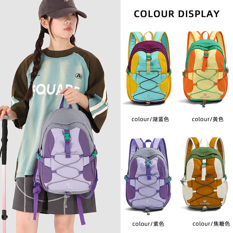 Dopamine Contrast Color Children's Backpack for Boys and Girls, Lightweight Large Capacity Outdoor Hiking Bag, Elementary School Student Study Backpack