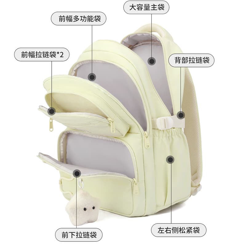 2026 New Style Middle School Student Backpack Korean Style Ins Fresh Teen Girl Backpack College Casual Double Shoulder Bag High School Student