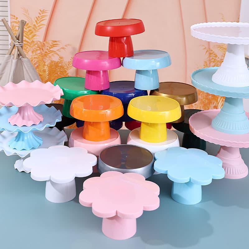 Home Living Room Petal Fruit Tray Luxury Plastic Base Flower Storage Tray Universal Cake Plate Stand Coffee Table Candy Dish