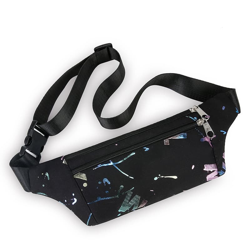 Cross-border New Fashion Casual Nylon Printed Waist Bag Thin Close-fitting Women's Waist Pack Sports Phone Pouch for Women