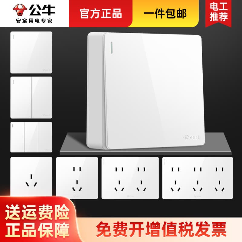 Bull Surface Mounted 1-Gang 2-Gang 3-Gang 4-Gang Single Control Double Control Wall Switch Panel Open Wire Open Box White Golden Gray