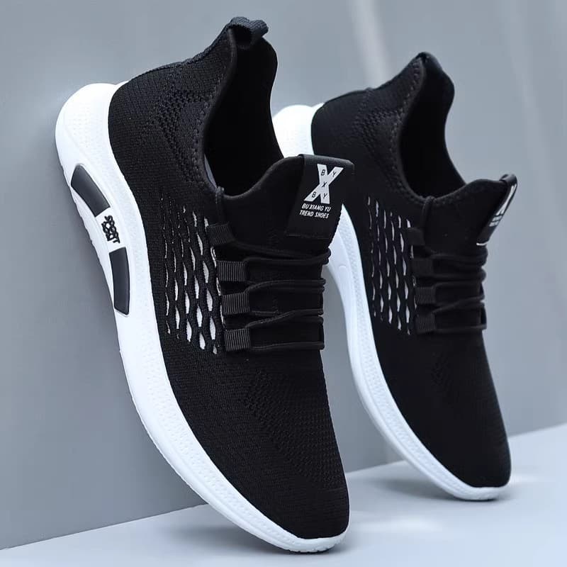 Men's shoes spring and summer new sports and casual shoes Korean style trendy fly woven breathable running shoes men's breathable mesh shoes wholesale