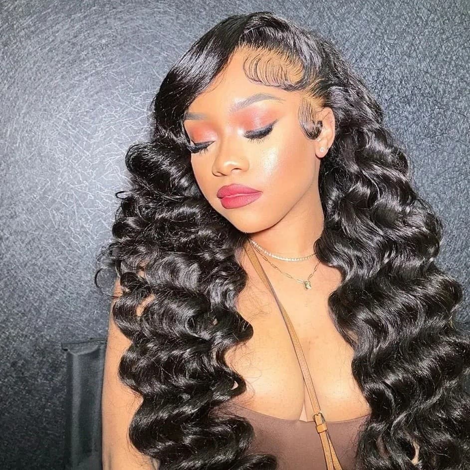 10A 13*4 Frontal Deep Wave Wigs 100% Human Hair 200% Density
