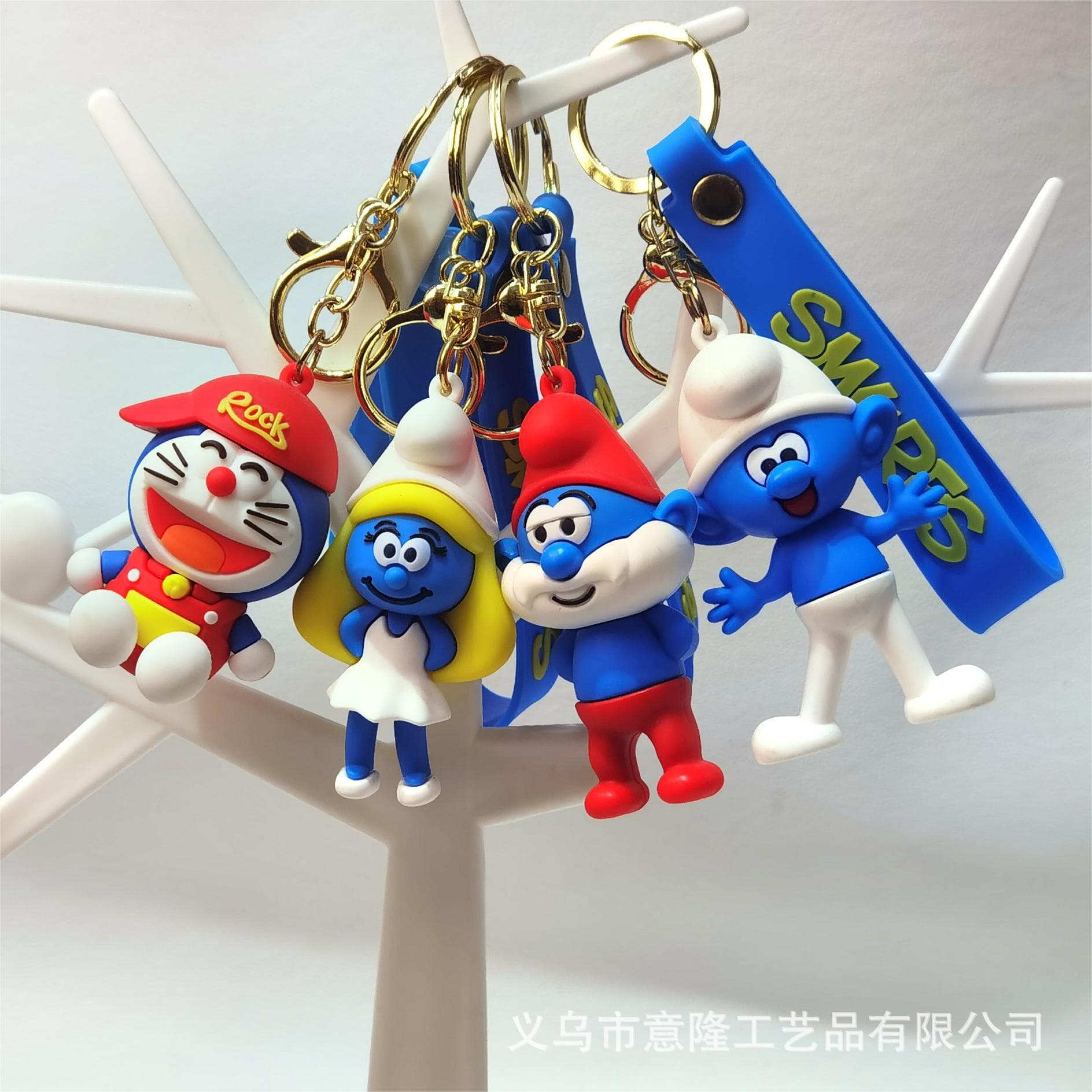 Creative Cartoon Smurf Series Soft Rubber Keychain Bag Charm Small Gift Doll