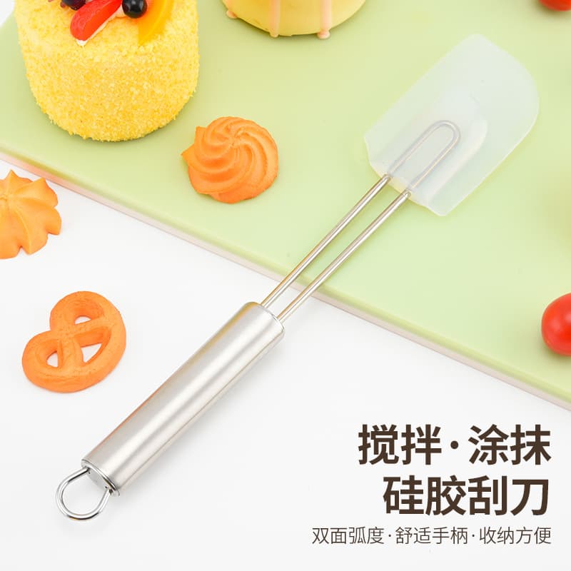 In Stock Stainless Steel Handle Silicone Scraper Cake Cream Spatula Avocado Shovel Jam Mixing Scraper Baking Tool