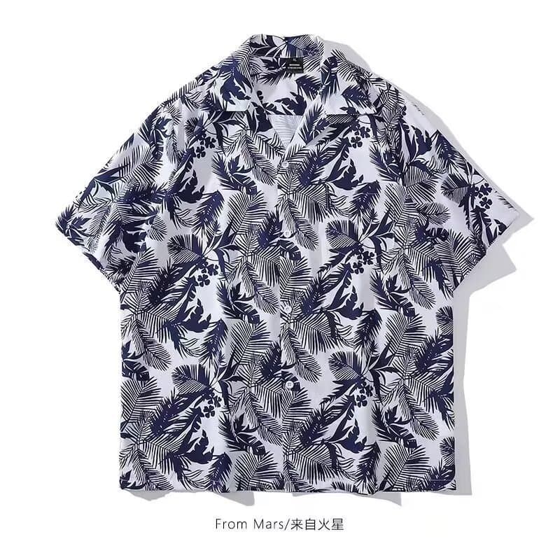 Hawaiian Shirt Short Sleeve Men Summer Japanese Retro Casual Harajuku Hong Kong Style Allover Print Half Sleeve Shirt Cardigan