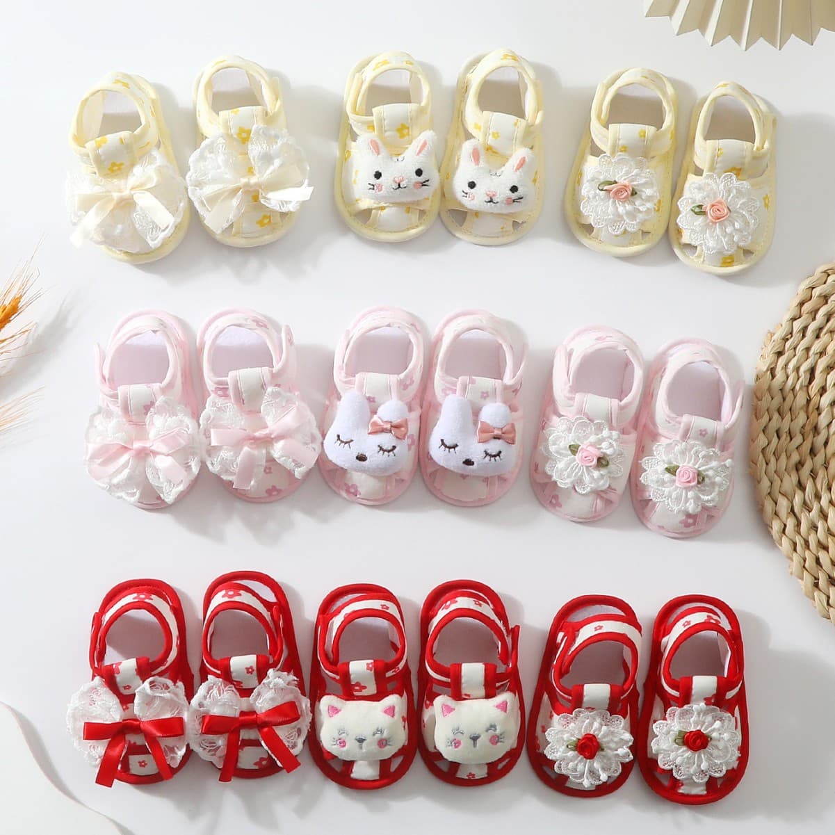 Baby Lace Summer Sandals 0-3-6-9 Months Newborn Pre-Walking Shoes Cute Anti-Slip Breathable