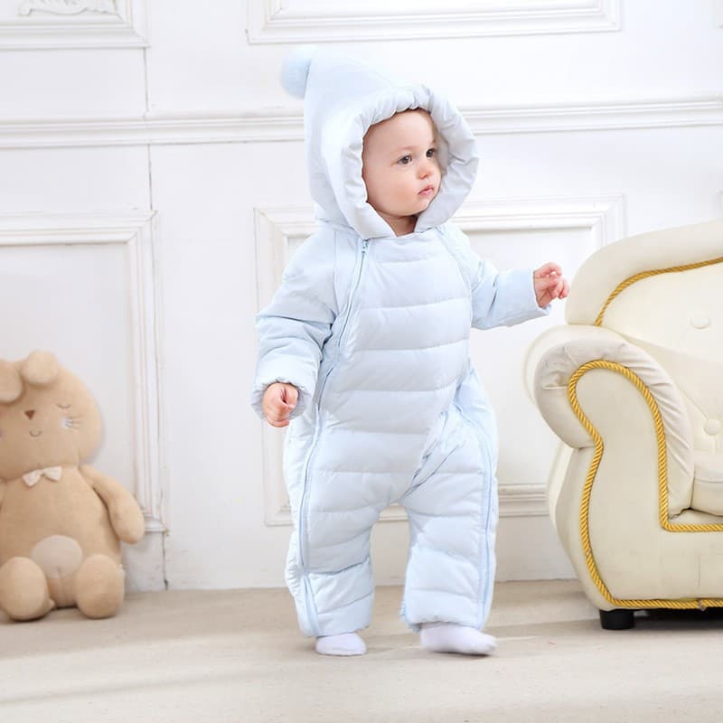 Ruiye Baby One-Piece Down Snowsuit Thickened Winter Romper for Boys and Girls Outdoor Wear